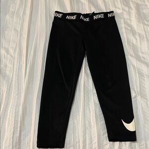 Nike Kids Black Leggings with White Logo